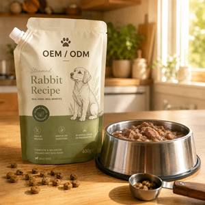 OEM Custom Steamed Wet Dog Food 400g Retort Spout Pouch High Protein Meat Grain-Free Bulk Wholesale Pet Food Factory