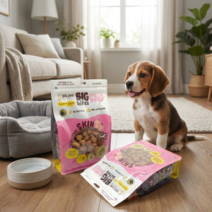 High Quality Low MOQ Moisture Proof Custom Resealable Box Bottom Pet Food Printed Pouch